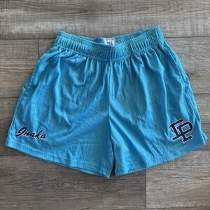 Inaka Power Mens Gym Shorts Teal Blue Size M Mesh Weightlifting Drawstring Gym